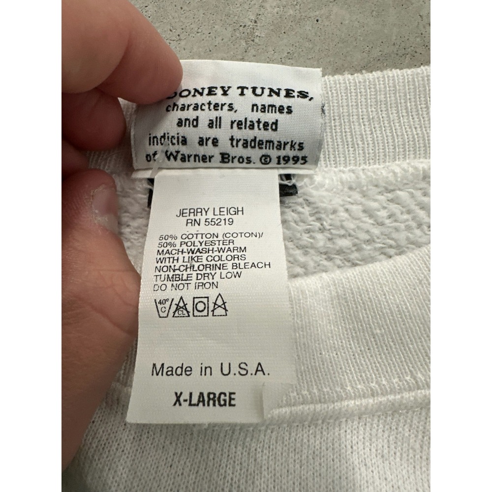Vintage 1995 Looney Tunes Tweety Bird Sweatshirt White Jerry Leigh XL USA Made - Picture 6 of 9